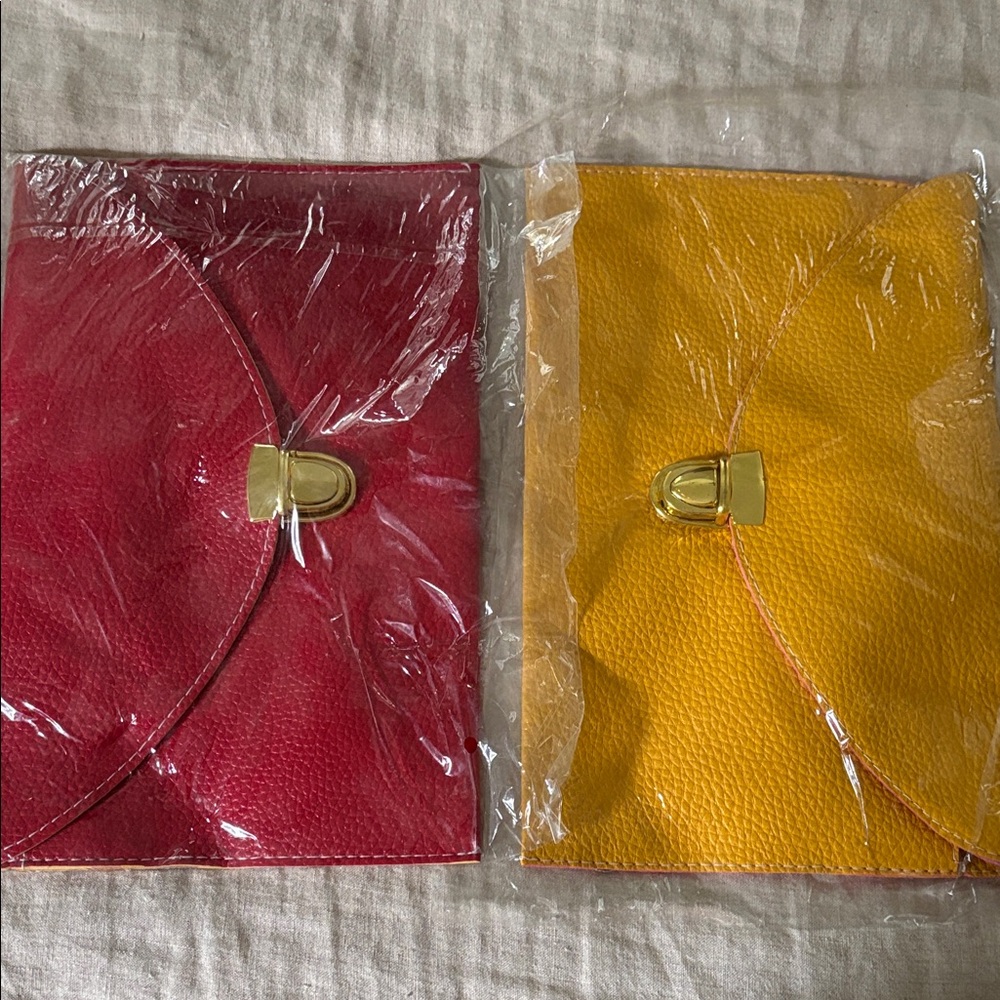 Pair of Elegant Red and Yellow Clutch Set